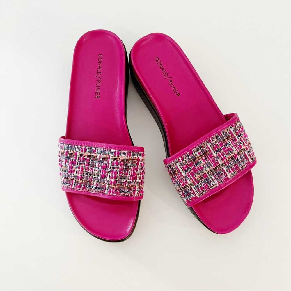 Donald J. Pliner Women's Pink Fiji Slide Sandals multicolored tweed strap